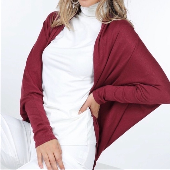 Tenley cranberry Cocoon cardigan - Picture 2 of 5